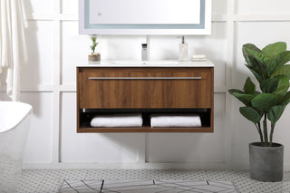 Kasper Single Bathroom Floating Vanity in Walnut Brown
