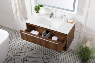 Kasper Single Bathroom Floating Vanity in Walnut Brown