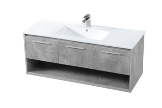 Kasper Single Bathroom Floating Vanity in Concrete Grey