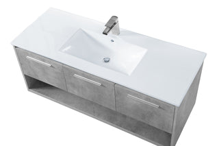 Kasper Single Bathroom Floating Vanity in Concrete Grey