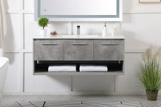 Kasper Single Bathroom Floating Vanity in Concrete Grey