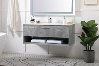 Kasper Single Bathroom Floating Vanity in Concrete Grey