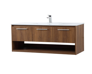 Kasper Single Bathroom Floating Vanity in Walnut Brown
