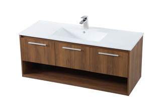 Kasper Single Bathroom Floating Vanity in Walnut Brown