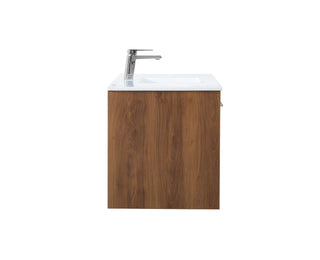 Kasper Single Bathroom Floating Vanity in Walnut Brown
