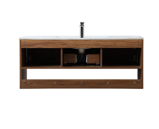 Kasper Single Bathroom Floating Vanity in Walnut Brown