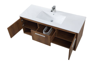 Kasper Single Bathroom Floating Vanity in Walnut Brown