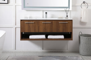 Kasper Single Bathroom Floating Vanity in Walnut Brown