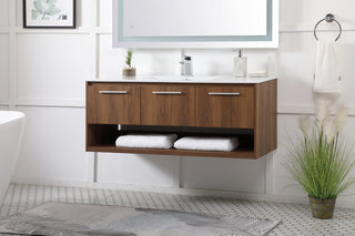 Kasper Single Bathroom Floating Vanity in Walnut Brown