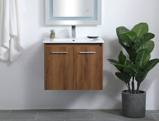Rasina Single Bathroom Floating Vanity in Walnut Brown