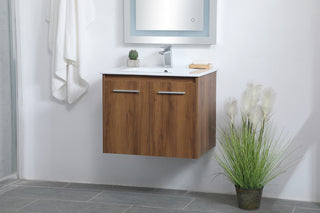 Rasina Single Bathroom Floating Vanity in Walnut Brown