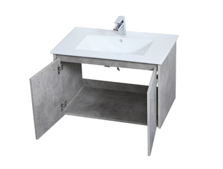 Rasina Single Bathroom Floating Vanity in Concrete Grey