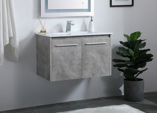 Rasina Single Bathroom Floating Vanity in Concrete Grey