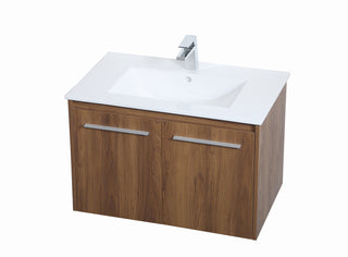 Rasina Single Bathroom Floating Vanity in Walnut Brown