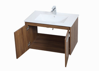 Rasina Single Bathroom Floating Vanity in Walnut Brown