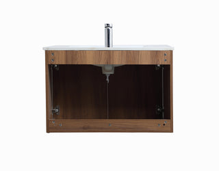 Rasina Single Bathroom Floating Vanity in Walnut Brown