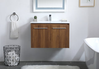 Rasina Single Bathroom Floating Vanity in Walnut Brown