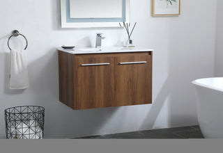Rasina Single Bathroom Floating Vanity in Walnut Brown