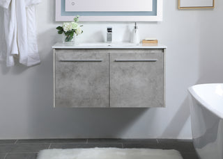Rasina Single Bathroom Floating Vanity in Concrete Grey