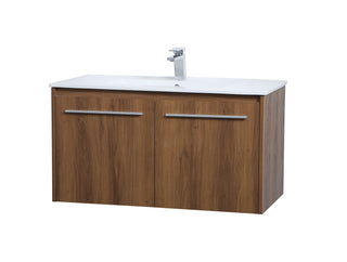 Rasina Single Bathroom Floating Vanity in Walnut Brown