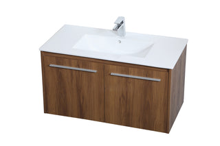 Rasina Single Bathroom Floating Vanity in Walnut Brown