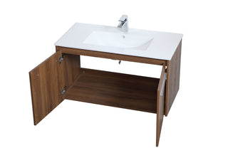 Rasina Single Bathroom Floating Vanity in Walnut Brown