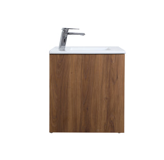 Rasina Single Bathroom Floating Vanity in Walnut Brown