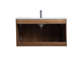 Rasina Single Bathroom Floating Vanity in Walnut Brown