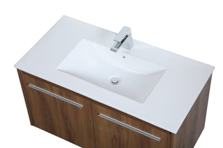 Rasina Single Bathroom Floating Vanity in Walnut Brown