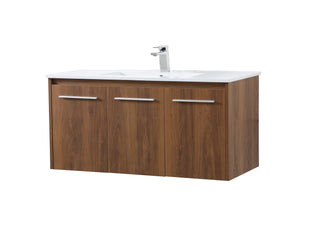 Rasina Single Bathroom Floating Vanity in Walnut Brown