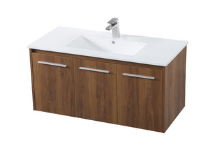 Rasina Single Bathroom Floating Vanity in Walnut Brown