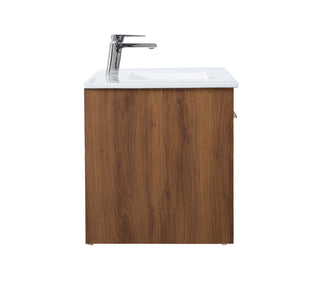 Rasina Single Bathroom Floating Vanity in Walnut Brown