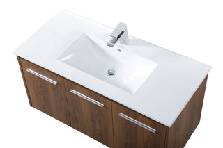 Rasina Single Bathroom Floating Vanity in Walnut Brown