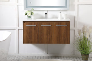 Rasina Single Bathroom Floating Vanity in Walnut Brown