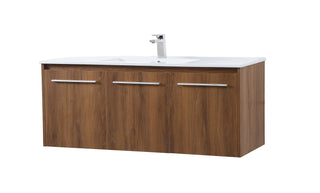 Rasina Single Bathroom Floating Vanity in Walnut Brown