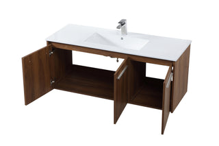 Rasina Single Bathroom Floating Vanity in Walnut Brown