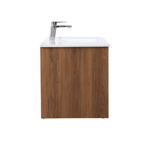 Rasina Single Bathroom Floating Vanity in Walnut Brown