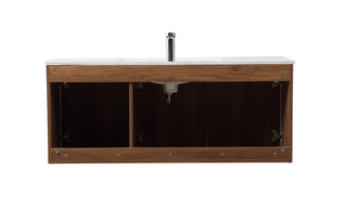 Rasina Single Bathroom Floating Vanity in Walnut Brown