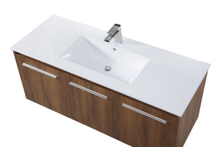 Rasina Single Bathroom Floating Vanity in Walnut Brown