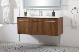Rasina Single Bathroom Floating Vanity in Walnut Brown