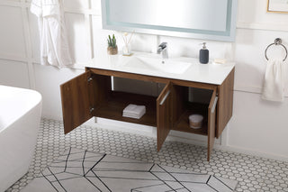 Rasina Single Bathroom Floating Vanity in Walnut Brown