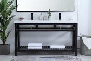 Raya Double Bathroom Vanity in black