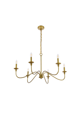 Rohan Six Lights Chandelier in Brass