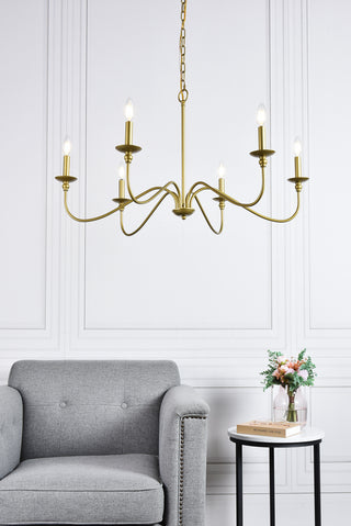 Rohan Six Lights Chandelier in Brass