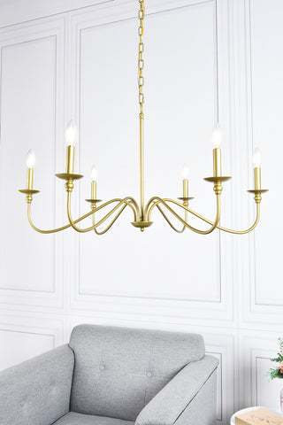 Rohan Six Lights Chandelier in Brass