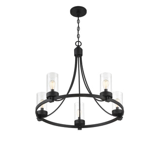Mchan Five Light Chandelier in Matte Black