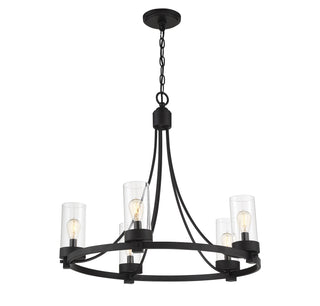 Mchan Five Light Chandelier in Matte Black