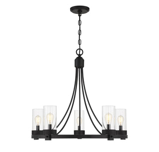 Mchan Five Light Chandelier in Matte Black