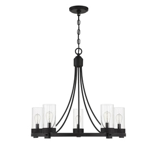 Mchan Five Light Chandelier in Matte Black