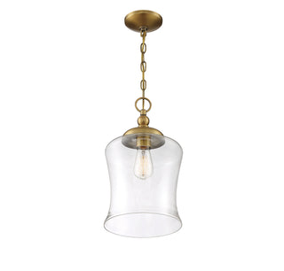 Mpend One Light Pendant in Natural Brass